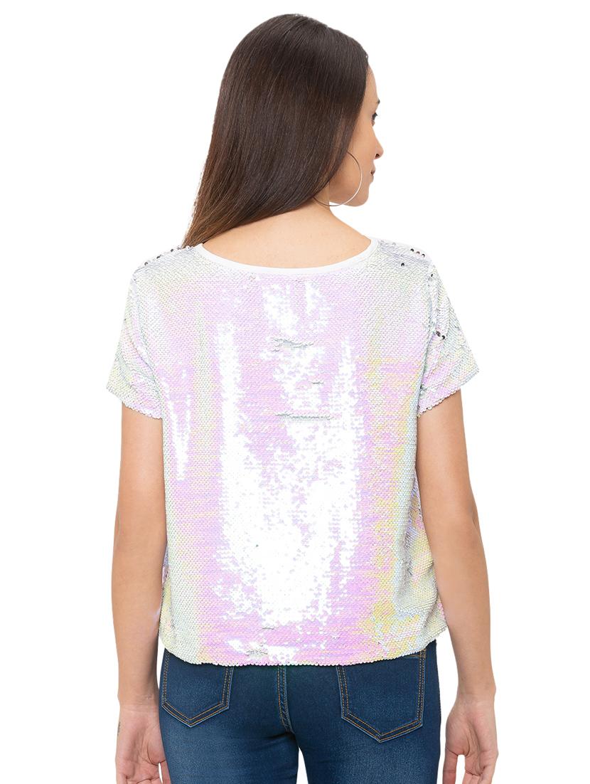 round neck sequined top - 17264275 - Zoom Image - 3