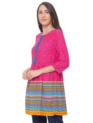 tie up neck printed tunic - 17264284 - Standard Image - 2