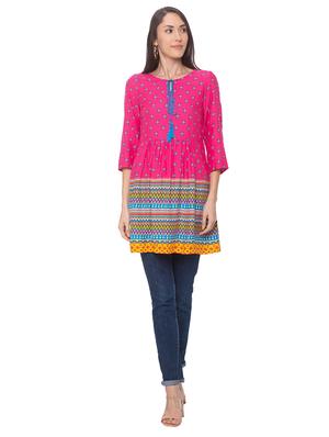 tie up neck printed tunic - 17264284 - Standard Image - 4