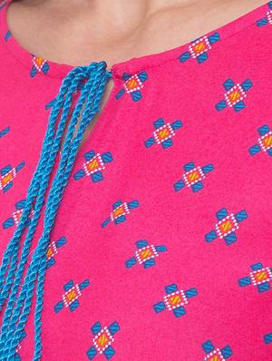 tie up neck printed tunic - 17264284 - Standard Image - 5