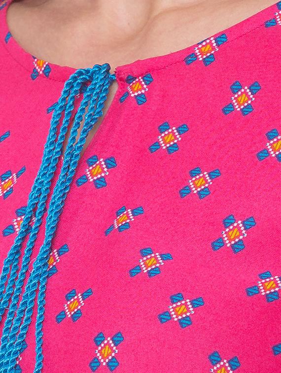 tie up neck printed tunic - 17264284 - Zoom Image - 5