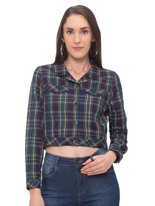 checkered crop jacket - 17264320 - Standard Image - 1