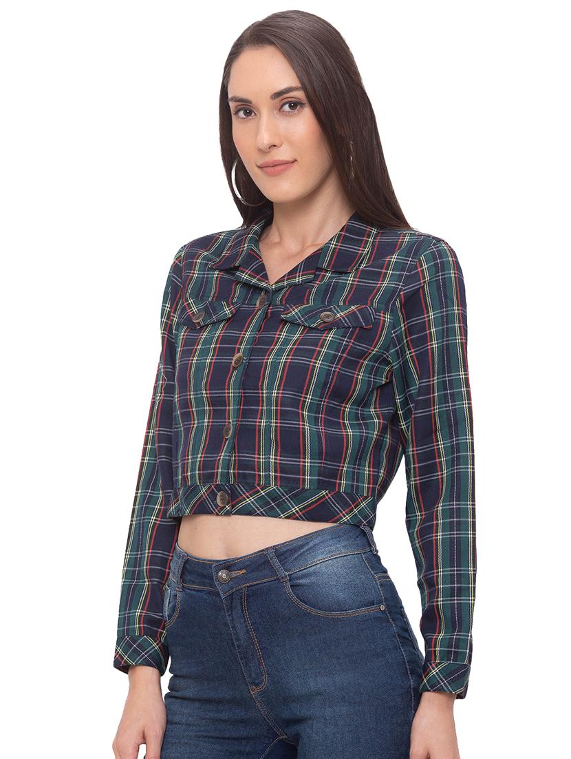 checkered crop jacket - 17264320 - Zoom Image - 2