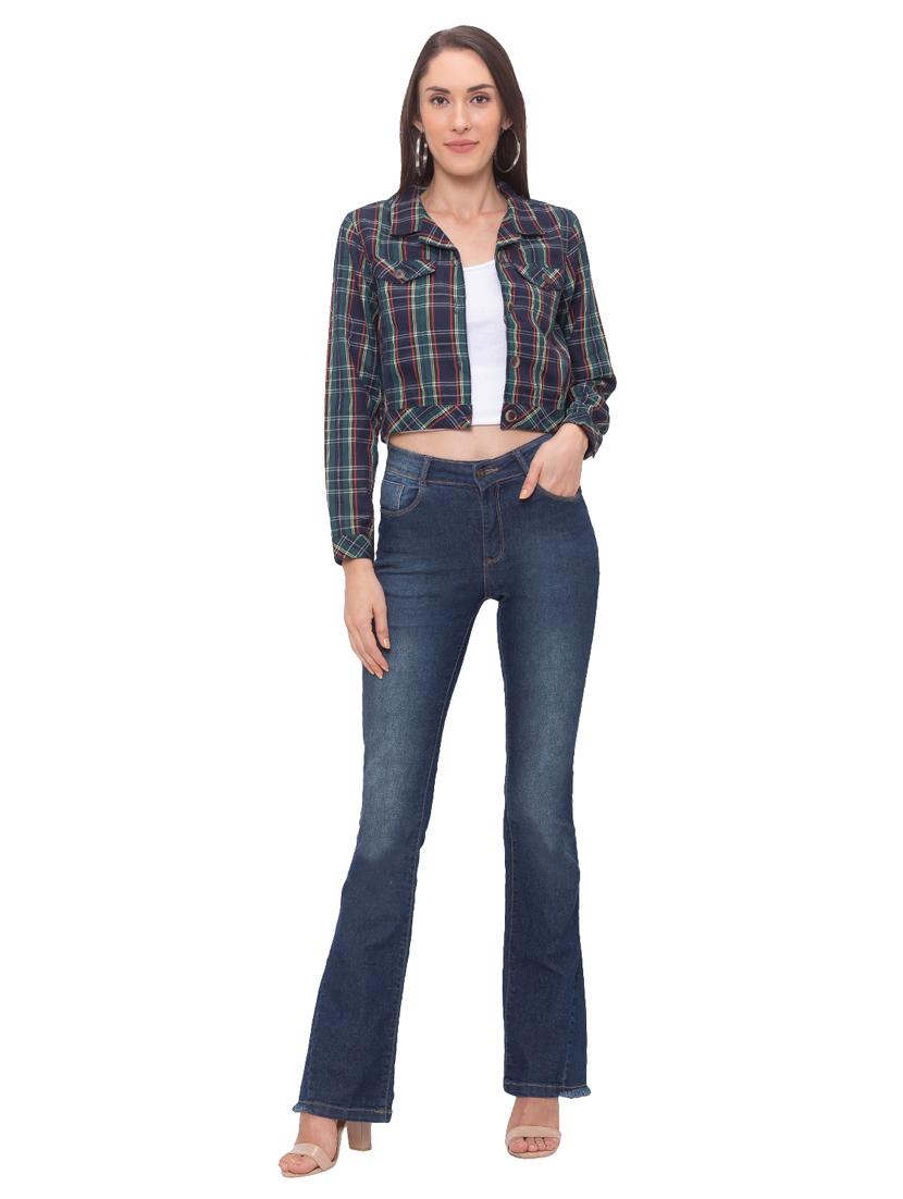 checkered crop jacket - 17264320 - Zoom Image - 4