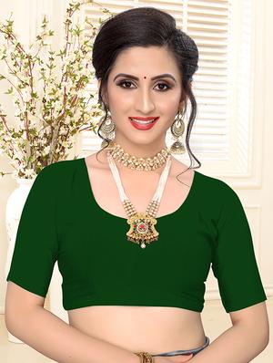 bottle green embroidered saree with blouse - 17264349 - Standard Image - 3