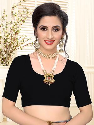 black georgette embroidered saree with blouse - 17264352 - Standard Image - 3