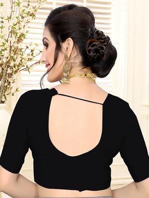 black georgette embroidered saree with blouse - 17264352 - Standard Image - 4