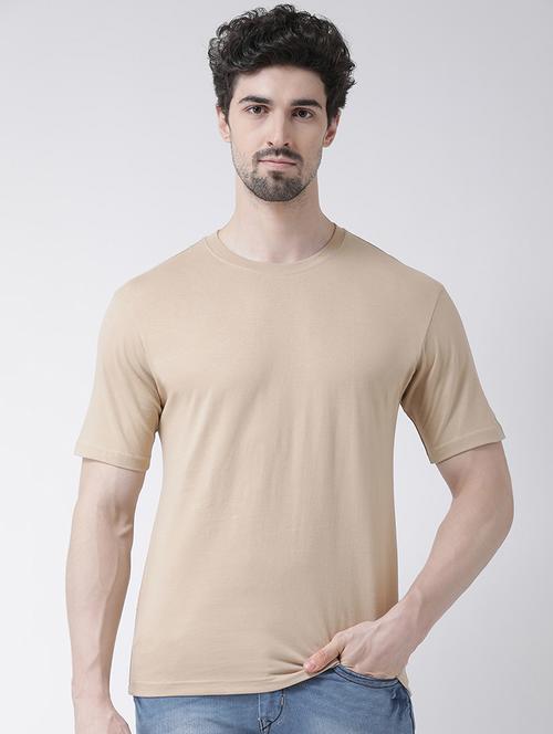 beige solid t-shirt - 17264522 - Standard Image - 1