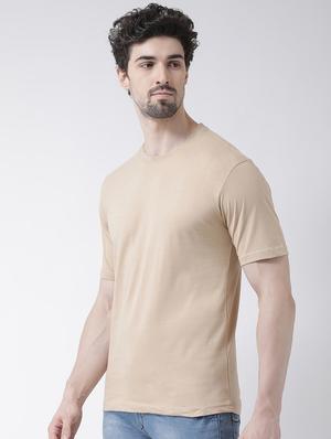 beige solid t-shirt - 17264522 - Standard Image - 2