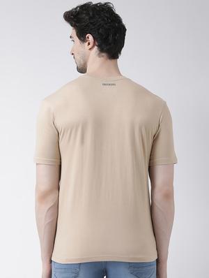 beige solid t-shirt - 17264522 - Standard Image - 3