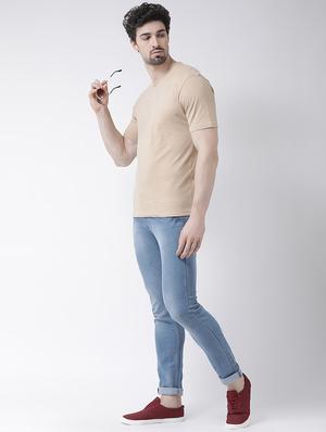 beige solid t-shirt - 17264522 - Standard Image - 4