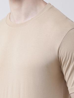 beige solid t-shirt - 17264522 - Standard Image - 5