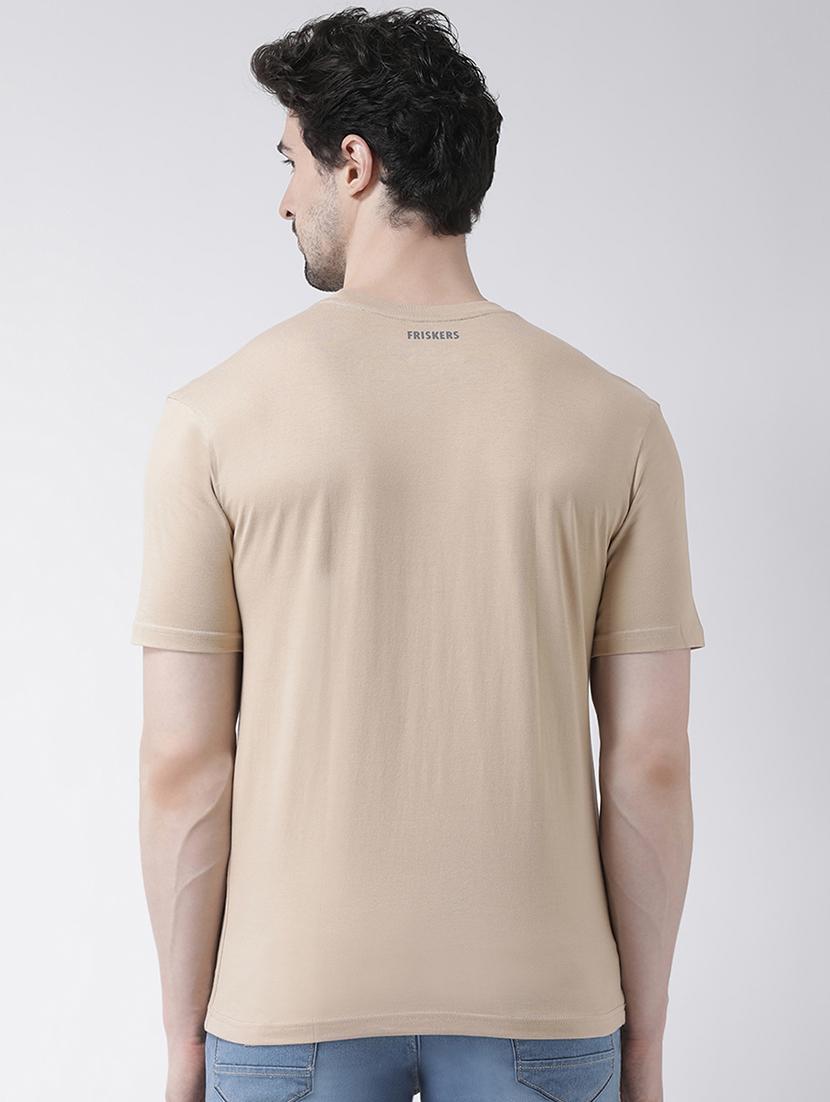 beige solid t-shirt - 17264522 - Zoom Image - 3