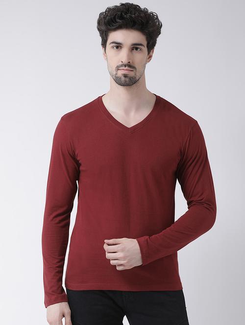 maroon solid t-shirt - 17264535 - Standard Image - 1