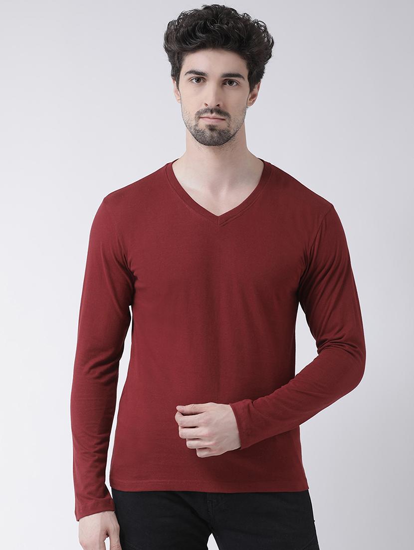 maroon solid t-shirt - 17264535 - Zoom Image - 1