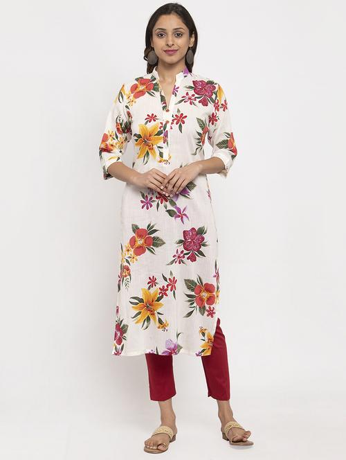 floral straight kurta - 17264645 - Standard Image - 1