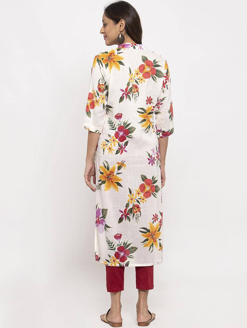 floral straight kurta - 17264645 - Zoom Image - 3