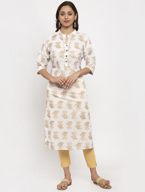 foil print straight kurta - 17264650 - Standard Image - 1
