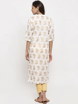 foil print straight kurta - 17264650 - Standard Image - 3