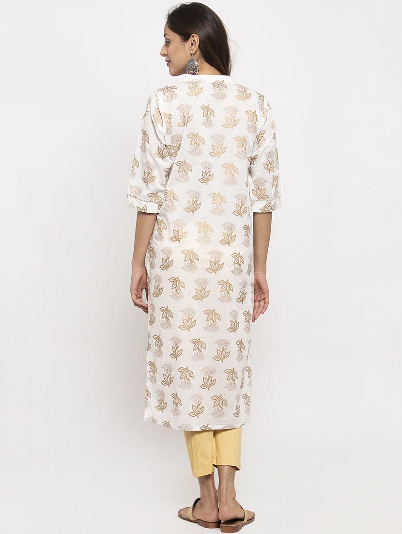 foil print straight kurta - 17264650 - Zoom Image - 3