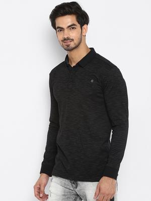black melange collared t-shirt - 17264693 - Standard Image - 2