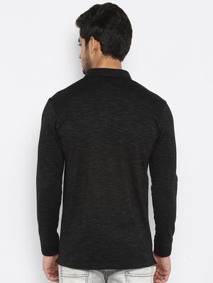 black melange collared t-shirt - 17264693 - Standard Image - 3