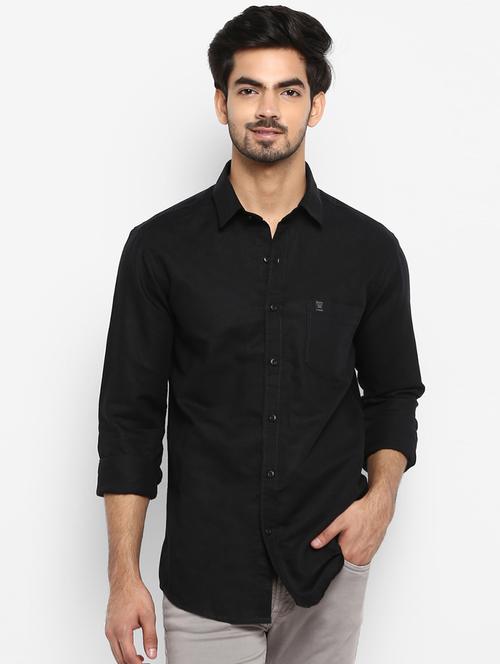 black solid casual shirt - 17264712 - Standard Image - 1