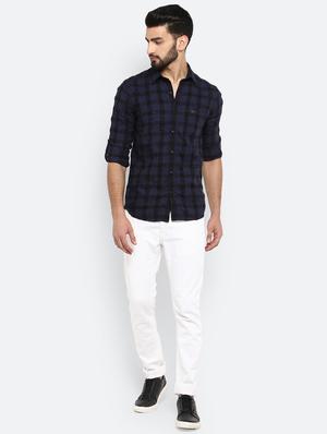 navy blue checkered casual shirt - 17264731 - Standard Image - 4