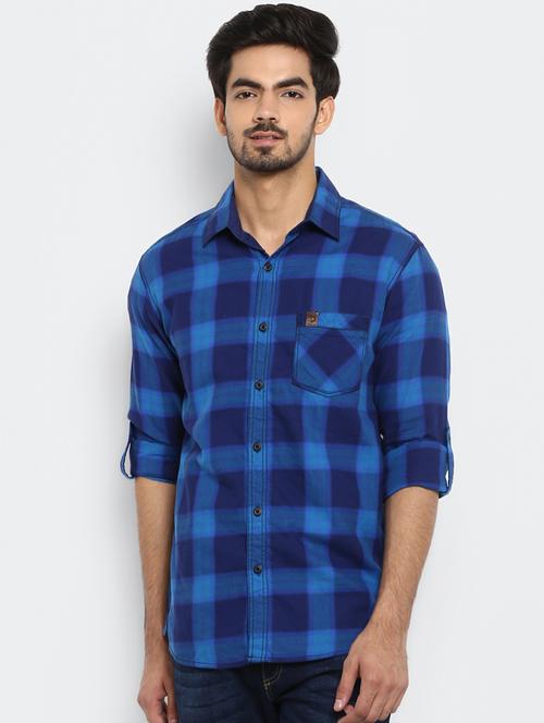 blue checkered casual shirt - 17264733 - Standard Image - 1