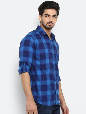 blue checkered casual shirt - 17264733 - Standard Image - 2
