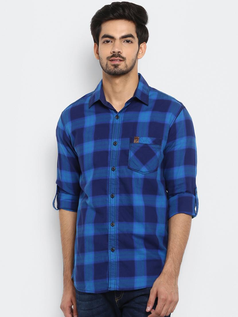 blue checkered casual shirt - 17264733 - Zoom Image - 1
