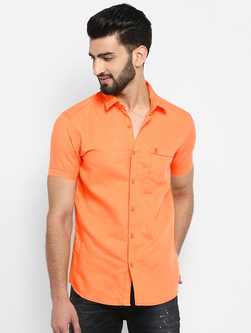 orange solid casual shirt - 17264738 - Standard Image - 1