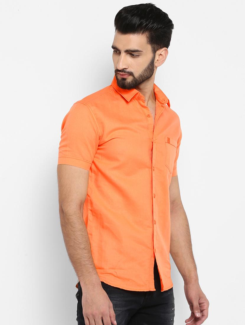 orange solid casual shirt - 17264738 - Zoom Image - 2