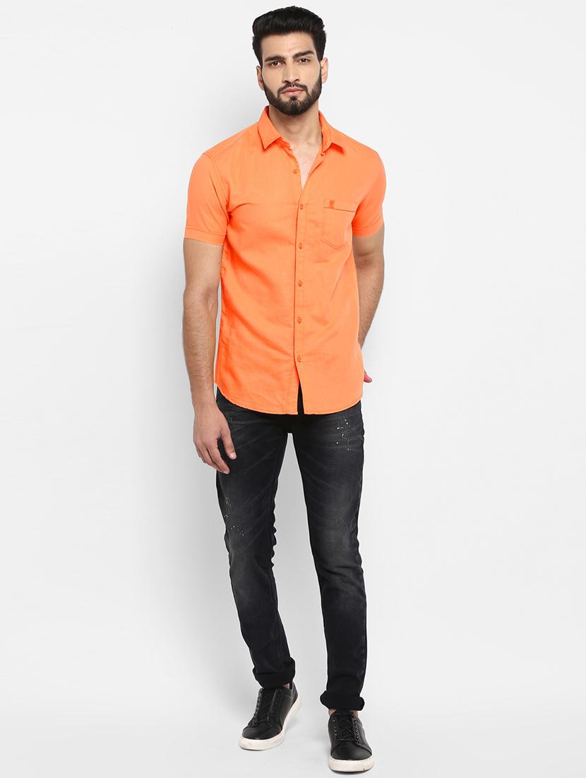 orange solid casual shirt - 17264738 - Zoom Image - 4