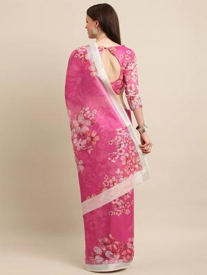 floral printed saree with blouse - 17265093 - Standard Image - 2