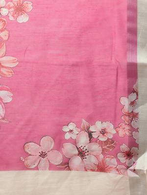 floral printed saree with blouse - 17265093 - Standard Image - 4