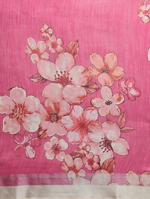 floral printed saree with blouse - 17265093 - Standard Image - 5