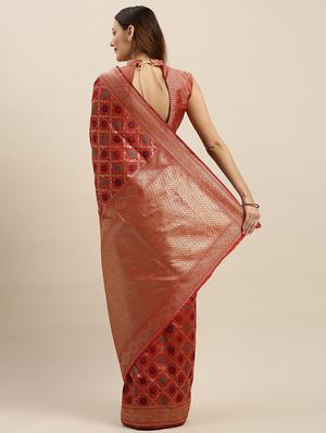 self design banarasi saree with blouse - 17265105 - Standard Image - 2