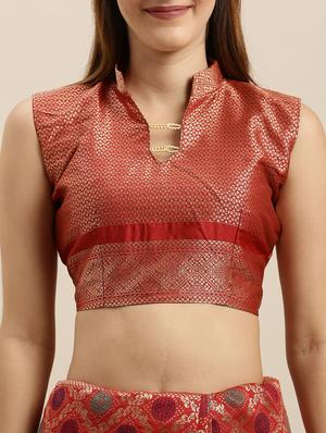 self design banarasi saree with blouse - 17265105 - Standard Image - 3