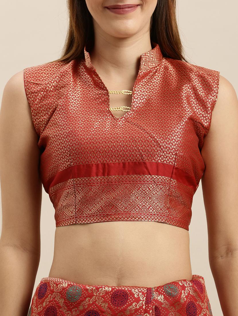 self design banarasi saree with blouse - 17265105 - Zoom Image - 3