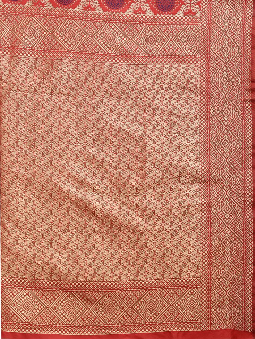 self design banarasi saree with blouse - 17265105 - Zoom Image - 4
