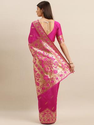 self design banarasi saree with blouse - 17265114 - Standard Image - 2