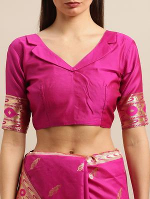 self design banarasi saree with blouse - 17265114 - Standard Image - 3