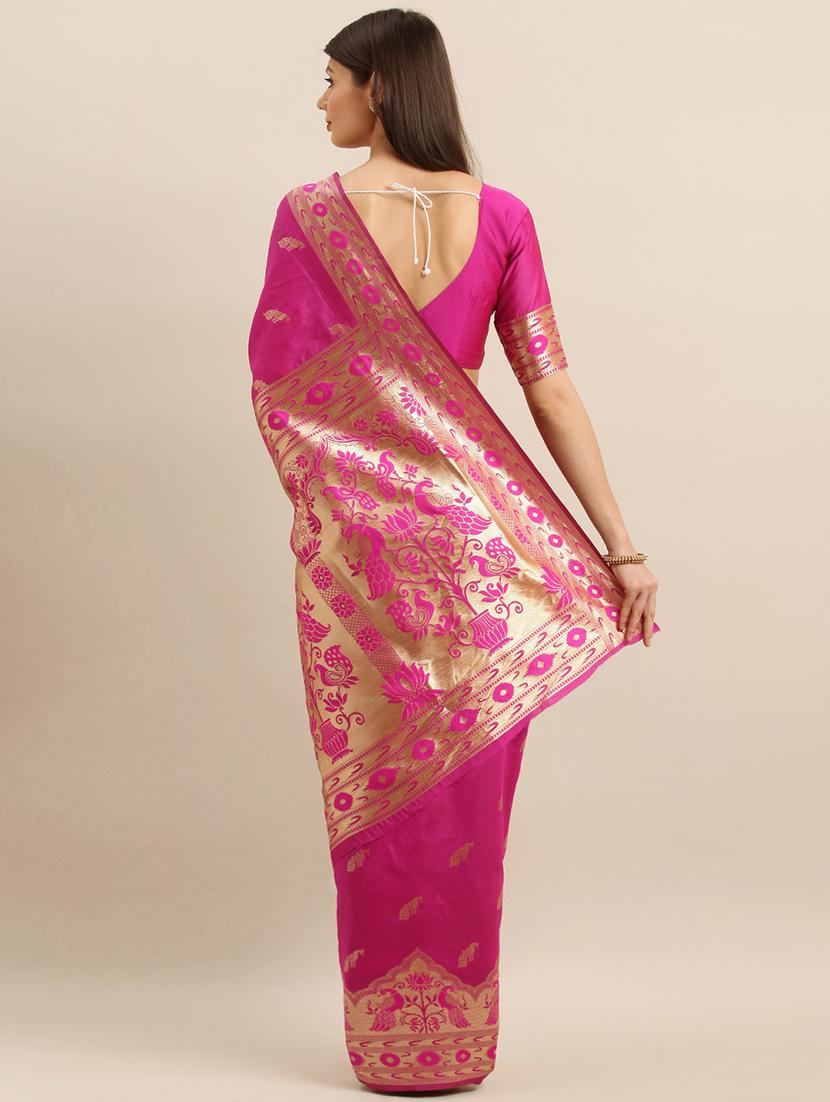 self design banarasi saree with blouse - 17265114 - Zoom Image - 2