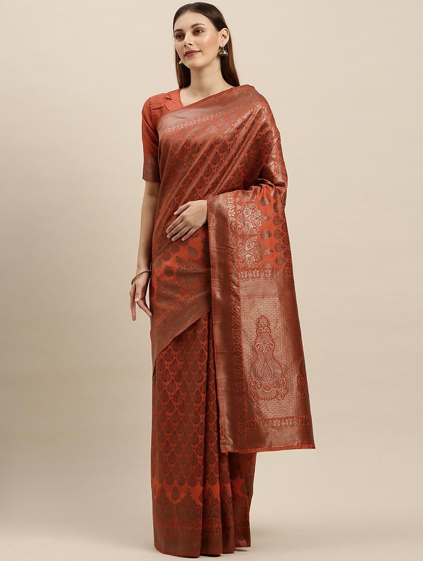 self design banarasi saree with blouse - 17265115 - Zoom Image - 1