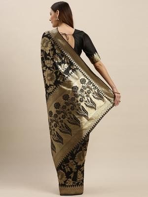 self design banarasi saree with blouse - 17265120 - Standard Image - 2