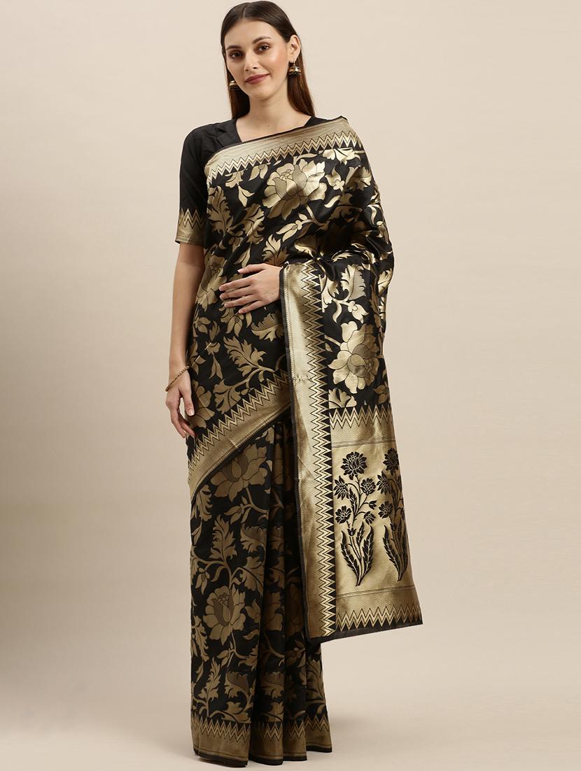 self design banarasi saree with blouse - 17265120 - Zoom Image - 1