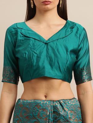 teal banarasi saree with blouse - 17265123 - Standard Image - 3
