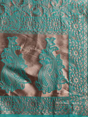 teal banarasi saree with blouse - 17265123 - Standard Image - 4