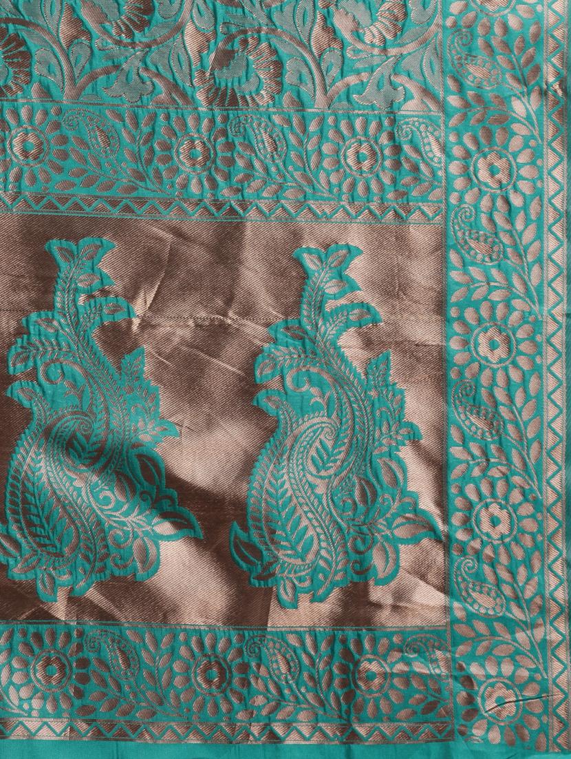 teal banarasi saree with blouse - 17265123 - Zoom Image - 4